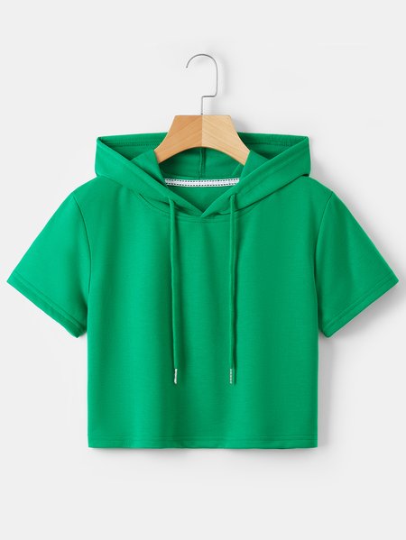 Plain Loosen Short Sleeve T-Shirt, Green, T-shirts