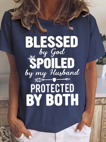 God Bless Women's Short Sleeve T-Shirt, Deep blue, T-shirts