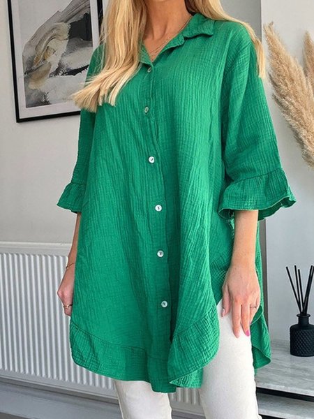 Summer Short sleeve Lightweight Shirt Collar Casual Loosen Mid Sleeve Daily Blouse, Green, Blouses and Shirts
Summer Short sleeve Lightweight Shirt Collar Casual Loosen Mid Sleeve Daily Blouse, Green, Blouses and Shirts