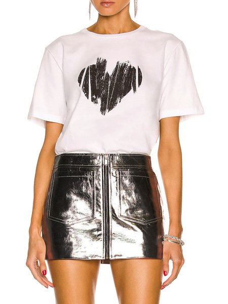 Heart Simple Short Sleeve Top, White, Tees
