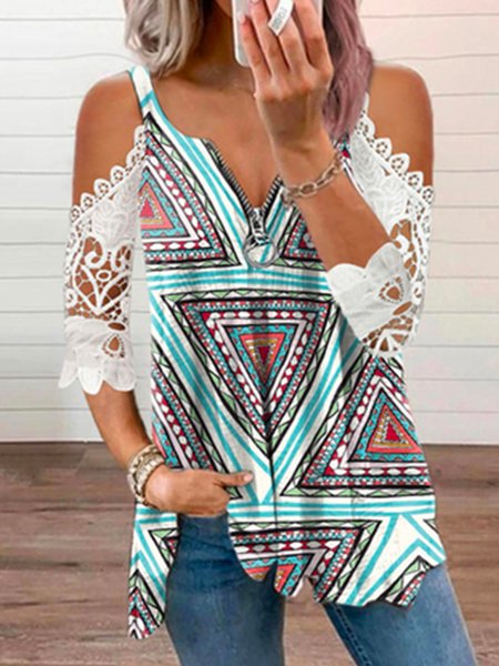 Regular Fit V Neck Vacation Tribal Short Sleeve Tops, Multicolor, Shirts & Blouses
Regular Fit V Neck Vacation Tribal Short Sleeve Tops, Multicolor, Shirts & Blouses