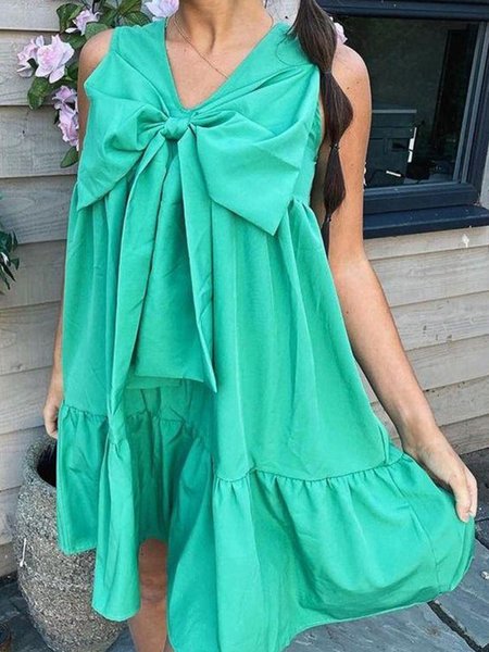Summer Lightweight A-line Plain Crew Neck Loosen Short Sleeve Woven Dress, Green, Mini Dresses
Summer Lightweight A-line Plain Crew Neck Loosen Short Sleeve Woven Dress, Green, Mini Dresses