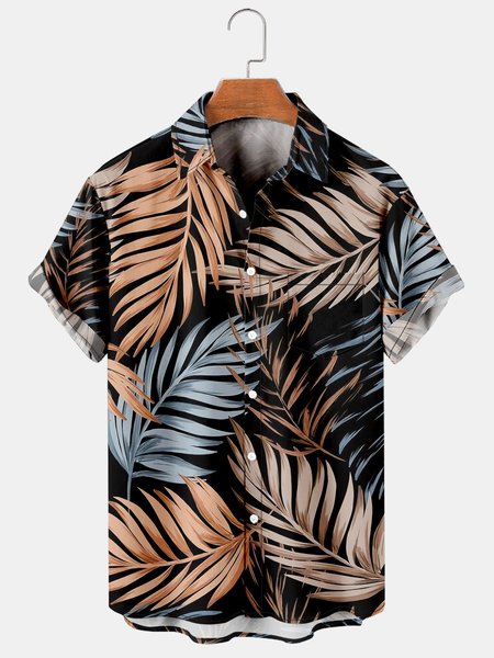 Mens Palm Leef Print Lapel Loose Chest Pocket Short Sleeve Funky Hawaiian Shirts, Black, Men's Floral shirt
Mens Palm Leef Print Lapel Loose Chest Pocket Short Sleeve Funky Hawaiian Shirts, Black, Men's Floral shirt