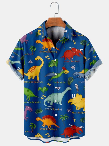 Mens Hawaiian Dinosaurs Print Lapel Loose Chest Pocket Short Sleeve Funky Hawaiian Shirts, Blue, Men's Floral shirt
Mens Hawaiian Dinosaurs Print Lapel Loose Chest Pocket Short Sleeve Funky Hawaiian Shirts, Blue, Men's Floral shirt