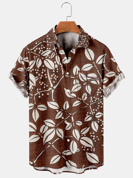 Men's Vintage Leaf Print Casual Breathable Short Sleeve Shirt, Coffee, Men's Floral shirt
Men's Vintage Leaf Print Casual Breathable Short Sleeve Shirt, Coffee, Men's Floral shirt