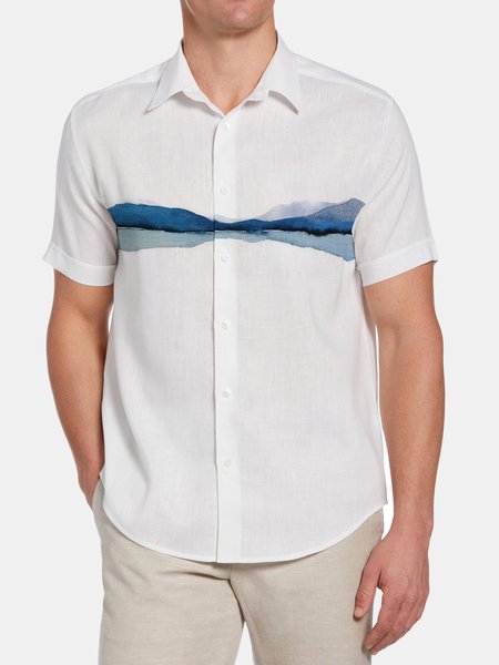 Short Sleeve Vacation Short Sleeve Shirt, Lightblue, T-Shirts