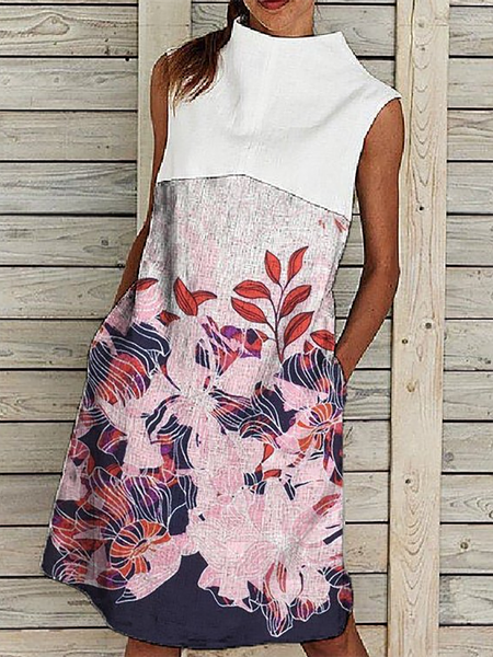 Vintage Vacation Printed High Neck Sleeveless Knee-length Dresses, Multicolor, Dresses
Vintage Vacation Printed High Neck Sleeveless Knee-length Dresses, Multicolor, Dresses
