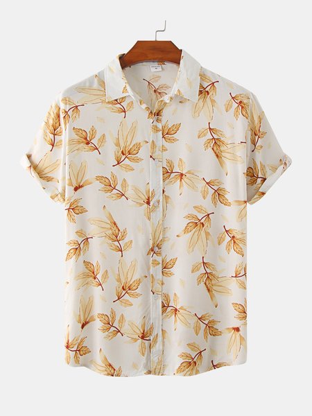Vacation Short Sleeve Floral Short Sleeve Shirt, White, Men's Floral shirt