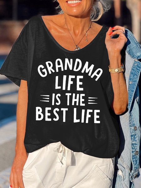 The Grandma Life Women's Short Sleeve T-Shirt, Black, T-shirts