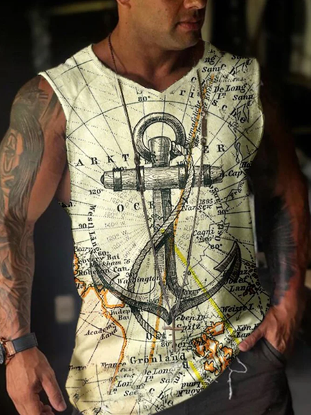 V Neck Outdoor Cotton Blends Knit Tank, As picture, Vest