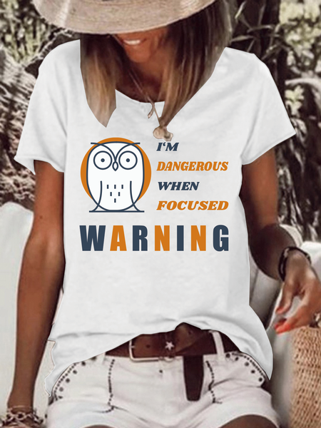 I am Dangerous When Focused Owl Basics Short Sleeve Tops, White, T-shirts
I am Dangerous When Focused Owl Basics Short Sleeve Tops, White, T-shirts