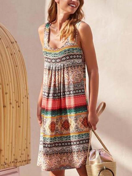 Loosen Vacation Sleeveless Knitting Dresses, As picture, Midi Dresses