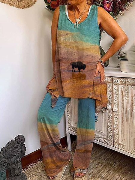 Fashion Casual Print Split Joint U-neck Sleeveless Top With Pants Two Pieces, Multicolor, Suit Set
Fashion Casual Print Split Joint U-neck Sleeveless Top With Pants Two Pieces, Multicolor, Suit Set