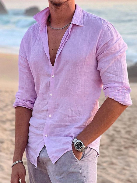 Cotton Linen Style American Casual Basic Versatile Pink Linen Shirt, Blouses&Shirts
Cotton Linen Style American Casual Basic Versatile Pink Linen Shirt, Blouses&Shirts