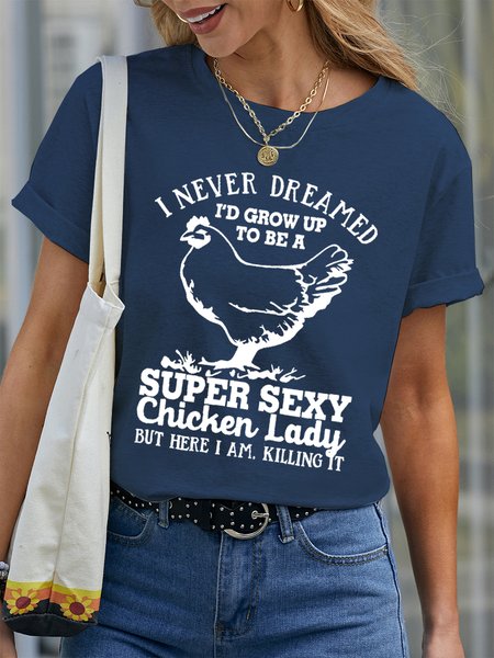 Funny Chicken Lady Cotton Casual Plain Short Sleeve T-Shirt, Dark blue, T-shirts
Funny Chicken Lady Cotton Casual Plain Short Sleeve T-Shirt, Dark blue, T-shirts