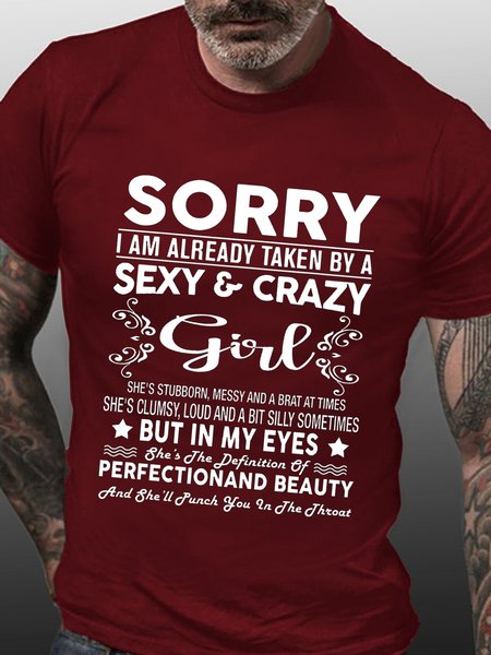 Sorry I Am Already Taken By A Sexy And Crazy Girl Funny T-shirt, Red, T-shirts
Sorry I Am Already Taken By A Sexy And Crazy Girl Funny T-shirt, Red, T-shirts