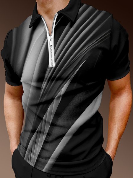Casual Art Series Gradient 3D Stripes Geometric Lapel Short Sleeve Polo Print Top, Black, Men's t-shirts
Casual Art Series Gradient 3D Stripes Geometric Lapel Short Sleeve Polo Print Top, Black, Men's t-shirts