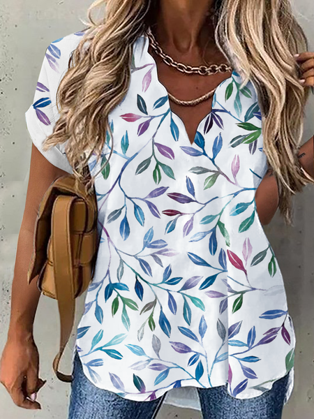 Plus size Casual Short Sleeve Tops, White, Tops