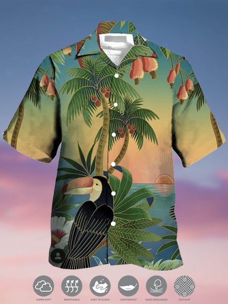 Men's Beach Coconut Tree Print Casual Moisture Absorbent Breathable Fabric Hawaiian Short Sleeve Shirt, Green, Men's Floral shirt
Men's Beach Coconut Tree Print Casual Moisture Absorbent Breathable Fabric Hawaiian Short Sleeve Shirt, Green, Men's Floral shirt