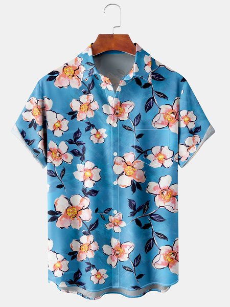 Hawaiian Graphic Men's Casual Chest Pocket Short Sleeve Shirt, Blue, Men's Floral shirt
Hawaiian Graphic Men's Casual Chest Pocket Short Sleeve Shirt, Blue, Men's Floral shirt