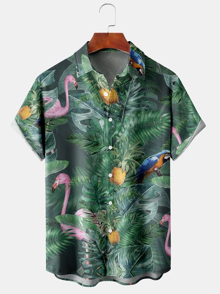 Men's Flamingo Print Casual Breathable Hawaiian Short Sleeve Shirt, Green, Men's Floral shirt
Men's Flamingo Print Casual Breathable Hawaiian Short Sleeve Shirt, Green, Men's Floral shirt