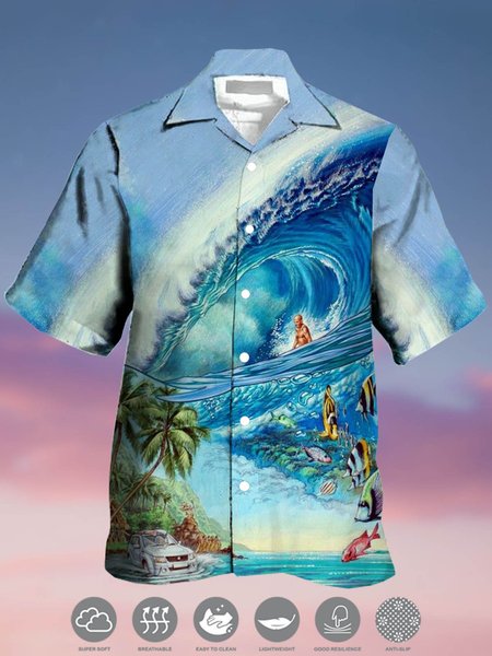 Men's Ocean Coconut Tree Print Casual Moisture Absorbent Breathable Fabric Hawaiian Short Sleeve Shirt, Blue, Men's Floral shirt
Men's Ocean Coconut Tree Print Casual Moisture Absorbent Breathable Fabric Hawaiian Short Sleeve Shirt, Blue, Men's Floral shirt
