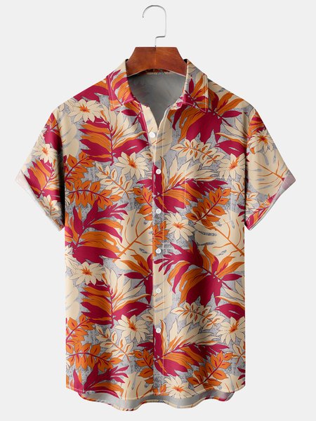Men's Leaf Print Casual Breathable Bowling Short Sleeve Shirt, Orange red, Men's Floral shirt
Men's Leaf Print Casual Breathable Bowling Short Sleeve Shirt, Orange red, Men's Floral shirt