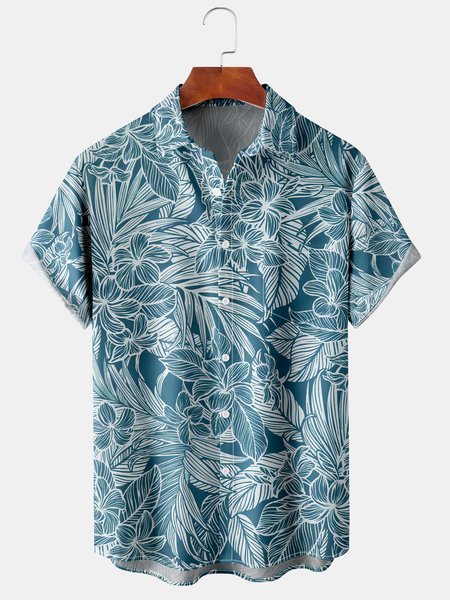 Mens Retro Leaves Print Lapel Loose Chest Pocket Short Sleeve Funky Hawaiian Shirts, Blue, Men's Floral shirt
Mens Retro Leaves Print Lapel Loose Chest Pocket Short Sleeve Funky Hawaiian Shirts, Blue, Men's Floral shirt