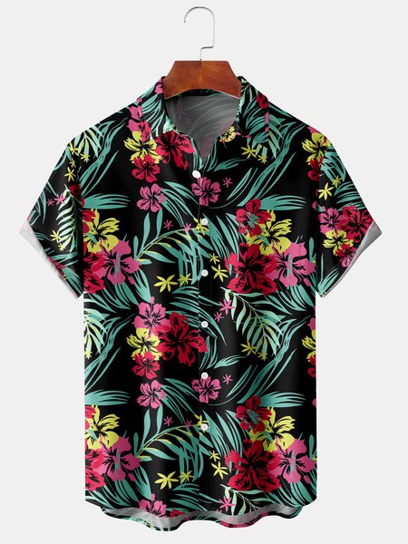 Men's Hibiscus Print Casual Breathable Hawaiian Short Sleeve Shirt, Black, Men's Floral shirt
Men's Hibiscus Print Casual Breathable Hawaiian Short Sleeve Shirt, Black, Men's Floral shirt