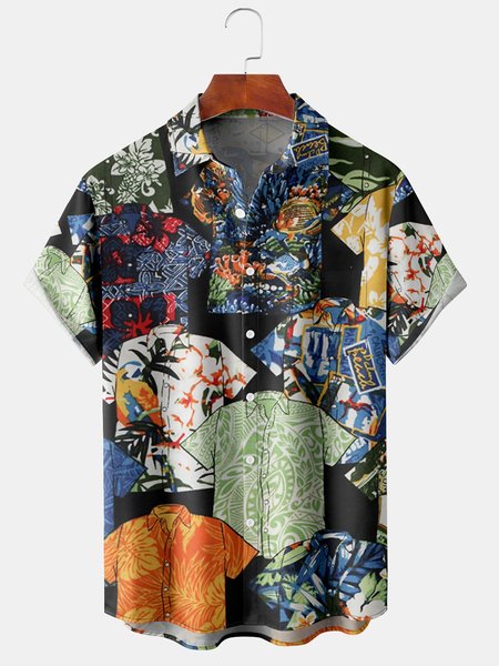 Mens Retro Aloha Shirt Print Lapel Loose Chest Pocket Short Sleeve Funky Hawaiian Shirts, Black, Men's Floral shirt 
Mens Retro Aloha Shirt Print Lapel Loose Chest Pocket Short Sleeve Funky Hawaiian Shirts, Black, Men's Floral shirt