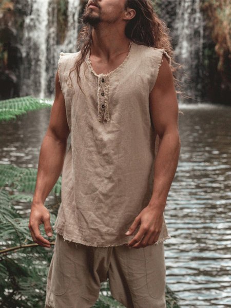 Vacation Cotton And Linen Plain Sleeveless Short Sleeve Shirt, Khaki, Men's Clothing>>Men's Tops>>tank & camis
Vacation Cotton And Linen Plain Sleeveless Short Sleeve Shirt, Khaki, Men's Clothing>>Men's Tops>>tank & camis