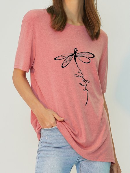 Casual Simple Dragonfly Letter Print Sweat and Breathable T-Shirt, Pink, T-shirts
Casual Simple Dragonfly Letter Print Sweat and Breathable T-Shirt, Pink, T-shirts