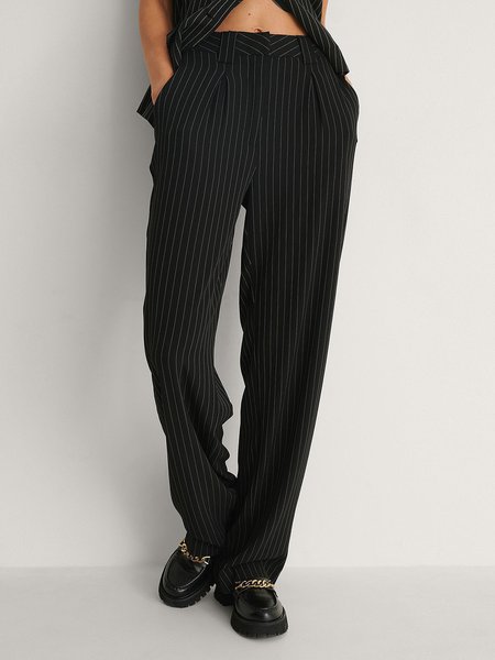 Striped Simple Pants, Black, Wide Leg Pants
Striped Simple Pants, Black, Wide Leg Pants