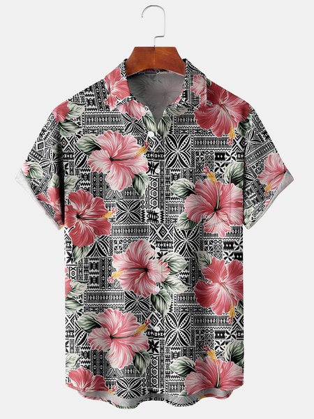Hibiscus Graphic Men's Casual Short Sleeve Chest Pocket Shirt, Black, Men's Floral shirt
Hibiscus Graphic Men's Casual Short Sleeve Chest Pocket Shirt, Black, Men's Floral shirt
