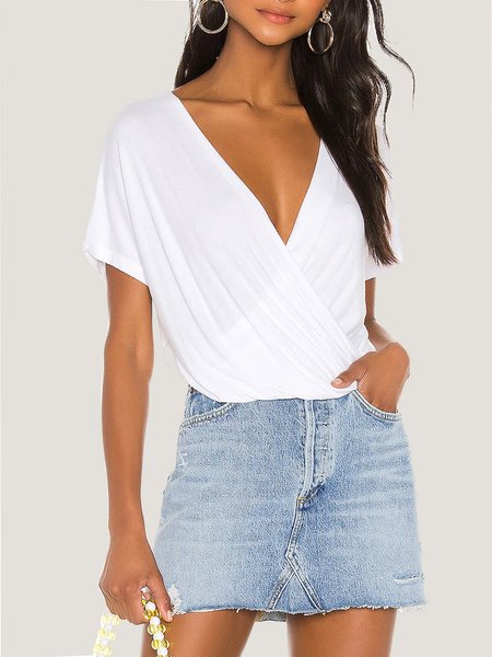 Cross Front Loosen Short Sleeve T-Shirt, White, Tees
Cross Front Loosen Short Sleeve T-Shirt, White, Tees