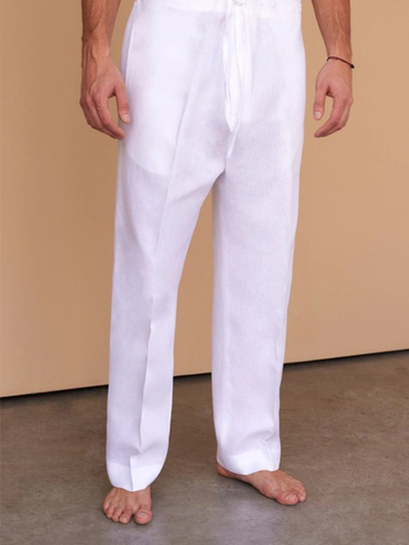 Cotton And linen Style American Casual Basic Wild linen Trousers, As picture, Pants