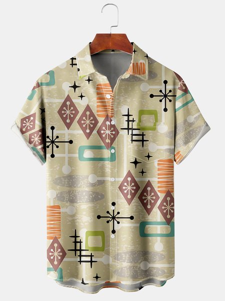 Men's Geometric Print Casual Short Sleeve Hawaiian Shirt, Khaki, Men's Floral shirt
Men's Geometric Print Casual Short Sleeve Hawaiian Shirt, Khaki, Men's Floral shirt