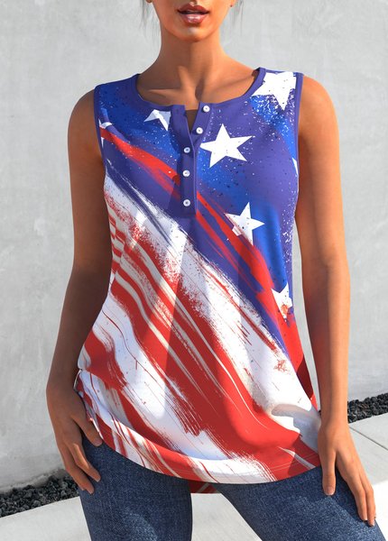 Cotton Blends Casual Tribal Knit, Flower, Tank Top