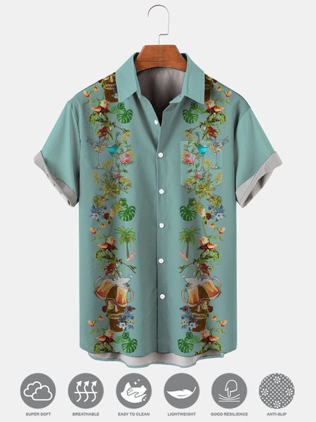 Men's Botanical Print Casual Moisture Absorbent Breathable Fabric Hawaiian Short Sleeve Shirt, Green, Men's Floral shirt
Men's Botanical Print Casual Moisture Absorbent Breathable Fabric Hawaiian Short Sleeve Shirt, Green, Men's Floral shirt