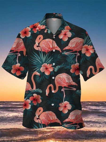 Men's Flamingo Print Casual Breathable Short Sleeve Hawaiian Shirt, Red, Men's Floral shirt
Men's Flamingo Print Casual Breathable Short Sleeve Hawaiian Shirt, Red, Men's Floral shirt