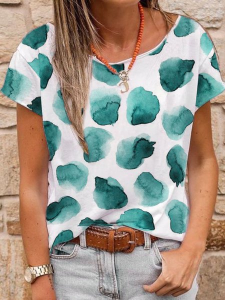 Geometric Casual Scoop Neckline Regular Fit Short Sleeve T-Shirt, Green, T-Shirts
Geometric Casual Scoop Neckline Regular Fit Short Sleeve T-Shirt, Green, T-Shirts