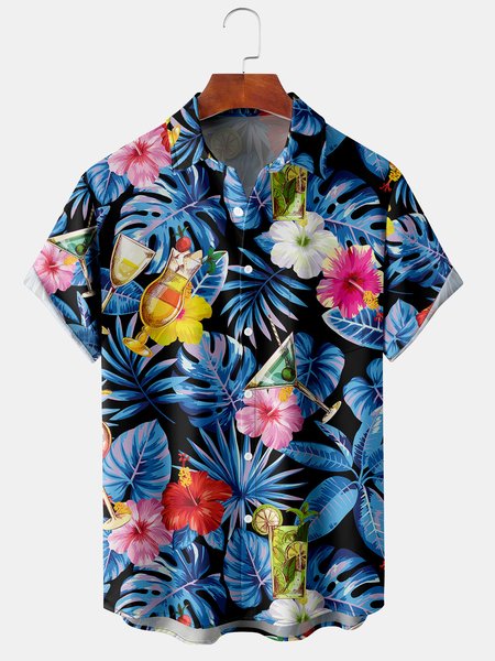 Tropical Botanical Cocktail Graphic Men's Casual Short Sleeve Breast Pocket Shirt, Black, Men's Floral shirt
Tropical Botanical Cocktail Graphic Men's Casual Short Sleeve Breast Pocket Shirt, Black, Men's Floral shirt