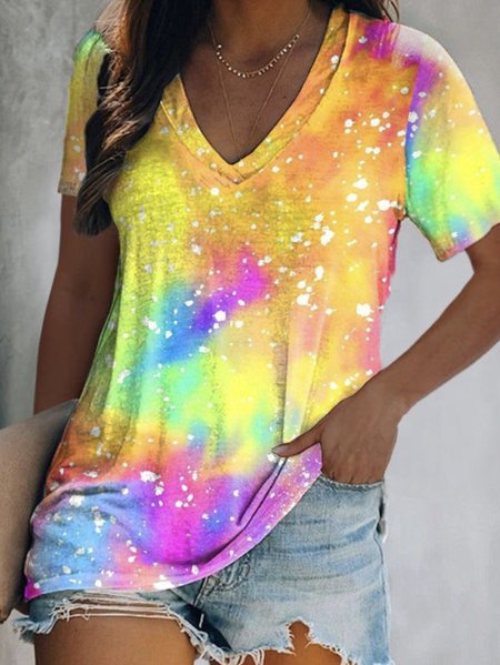 Ombre V Neck Regular Fit Short Sleeve T-Shirt, Multicolor, T-Shirts 
Ombre V Neck Regular Fit Short Sleeve T-Shirt, Multicolor, T-Shirts