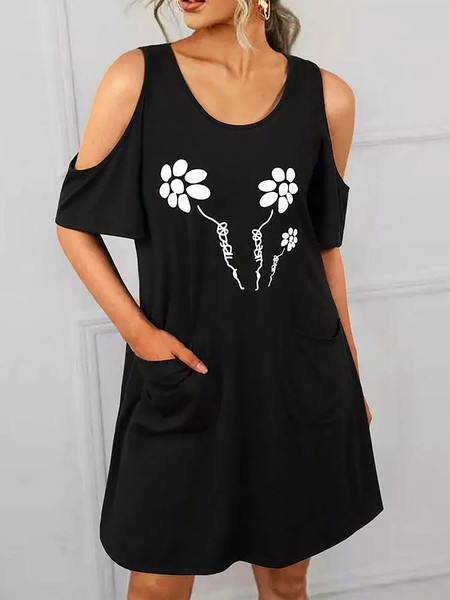 U-Neck Floral Printed Vacation Casual Off Shoulder Pocket Black Mini Dress, Dresses
U-Neck Floral Printed Vacation Casual Off Shoulder Pocket Black Mini Dress, Dresses