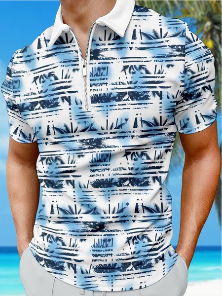 Resort Style Hawaiian Series Geometric Gradient Leaf Element Pattern Lapel Short-Sleeved Polo Pprint Top, Blue, Men's t-shirts
Resort Style Hawaiian Series Geometric Gradient Leaf Element Pattern Lapel Short-Sleeved Polo Pprint Top, Blue, Men's t-shirts