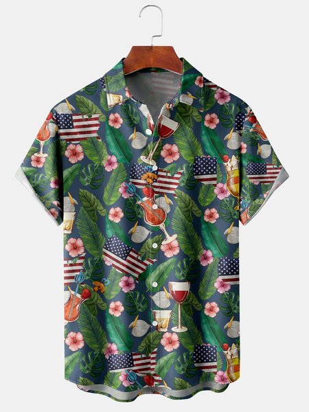 Men's Flag Print Casual Breathable Hawaiian Short Sleeve Shirt, Green, Men's Floral shirt
Men's Flag Print Casual Breathable Hawaiian Short Sleeve Shirt, Green, Men's Floral shirt