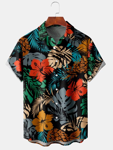 Men's Hibiscus Fruit Print Casual Breathable Hawaiian Short Sleeve Shirt, Black, Men's Floral shirt
Men's Hibiscus Fruit Print Casual Breathable Hawaiian Short Sleeve Shirt, Black, Men's Floral shirt