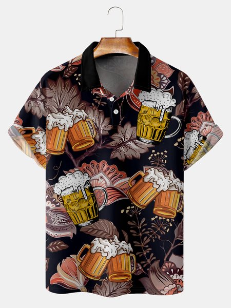 Resort Style Hawaiian Series Plant Leaves Beer Element Pattern LapelShort-Sleeved Polo Print Top, Black, Men's t-shirts
Resort Style Hawaiian Series Plant Leaves Beer Element Pattern LapelShort-Sleeved Polo Print Top, Black, Men's t-shirts