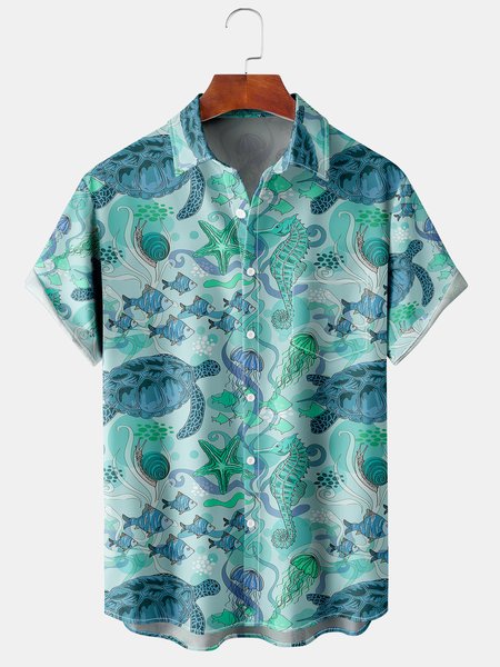Turtle Graphic Men's Casual Short Sleeve Chest Pocket Shirt, Green, Men's Floral shirt
Turtle Graphic Men's Casual Short Sleeve Chest Pocket Shirt, Green, Men's Floral shirt
