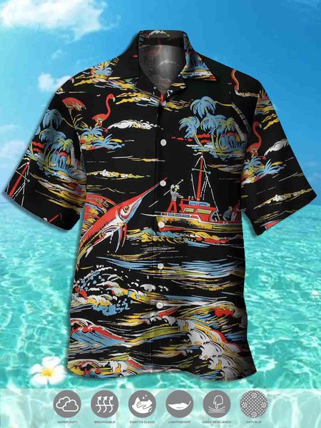 Men's Ocean Print Casual Breathable Fabric Hawaiian Short Sleeve Shirt, Black, Men's Floral shirt
Men's Ocean Print Casual Breathable Fabric Hawaiian Short Sleeve Shirt, Black, Men's Floral shirt